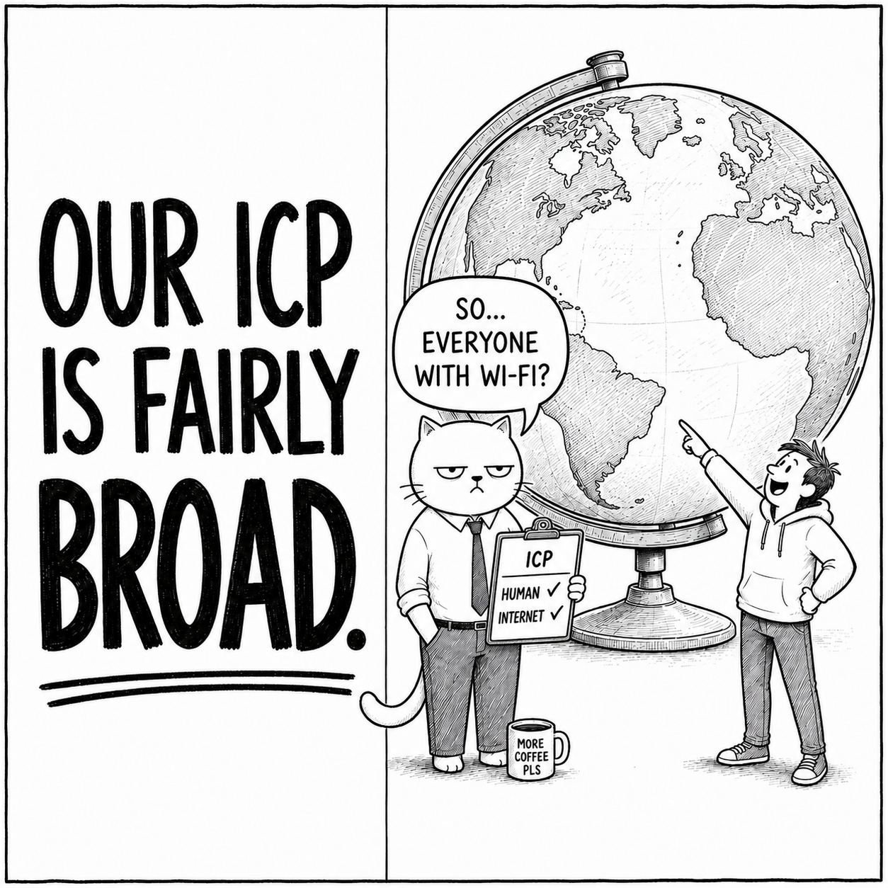 A cat challenges an ideal customer profile defined as everyone with Wi-Fi.